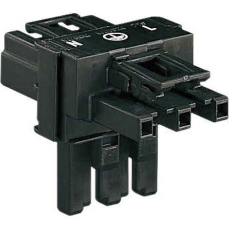 WAGO  Netz-T-Verteiler Netz-Stecker - Netz-Buchse, Netz-Buchse Gesamtpolzahl: 2 + PE Schwarz  1 St.