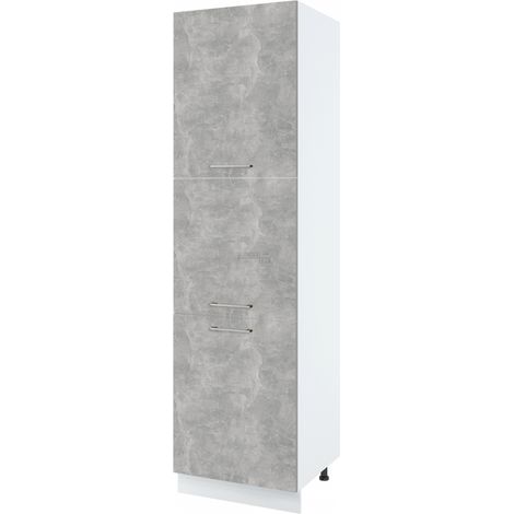 Colonne de cuisine Bellissi Beton Naturel 3 portes L 60 cm - Porte avec poignée apparente Grey (1/5)