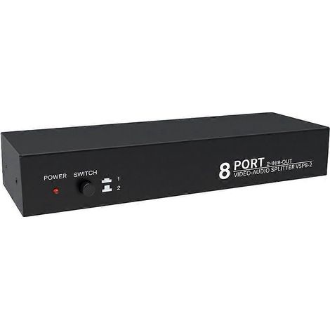 Répartiteur AV 2 entrées/8 sorties, répartiteur vidéo composite, répartiteur 8 canaux 3 voies, amplificateur répartiteur 2 entrées/8 sorties S (1/5)