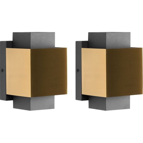 Lot de 2 Appliques Murales d'Extérieur à LED en Métal Syle Traditionnel Lumière Porte d'Entrée Porche Laiton Timok (1/5)