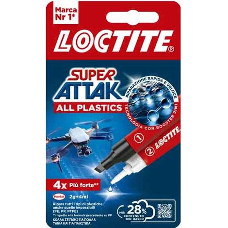 COLLA 'SUPER ATTAK PLASTICA' 2 gr + 4 ml