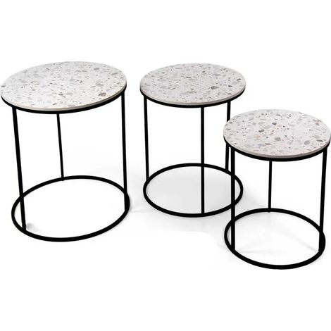 Set de 3 mesas auxiliares de metal Ø45/40/35