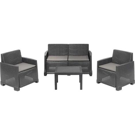 MAURY'S SET DA GIARDINO ISEO CON EFFETTO RATTAN CON CUSCINI IN COLORE ANTRACITE