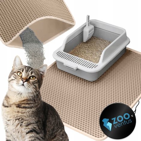 SEHR GROSSE KATZENSAUMATTE Doppellagig BEIGE 75x55