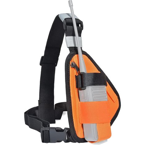 Geeigneter Brustgurt für Funkgeräte, Brusttaschen für Walkie-Talkies, Gurttaschen für Funkgeräte und Antennen, tragbare Westentasche mit verstellbarem Gurt (Orange)