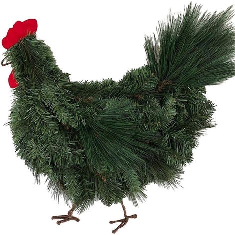 Rustikaler künstlicher Weihnachtskranz mit Hahn und Henne (siehe Foto) (1/5)
