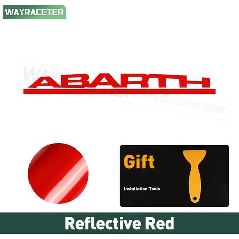 Autocollant réfléchissant rouge pour pare-brise avant de voiture (style Abarth italien), compatible avec Fiat 500, 595, 124, Spider, Panda, Punto, Evo, Pulse (à partir de 2023). (1/4)