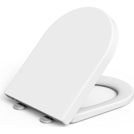 Toilet Seat - D-Shape Full Surround - White, Durable Urea Formaldehyde - for Bathroom, WC, Home (1/5)