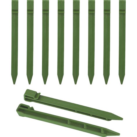 Piquet de jardin pour bordure et fixation de toile de jardin [Matériel PP, 25 cm, noir vert marron] pack de 10 pièces. (1/5)