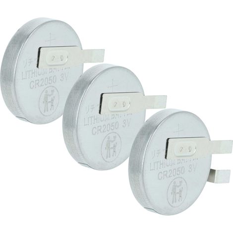 vhbw 3x Li-Ion button cell battery tab Replacement for Maxell CR2050HR 350mAh 3V suitable for model building batteries, solar lights etc.