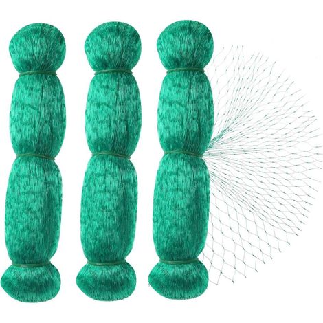 Lot de 3 filets anti-oiseaux 2x10m vert jardin plante protection fruits (1/5)