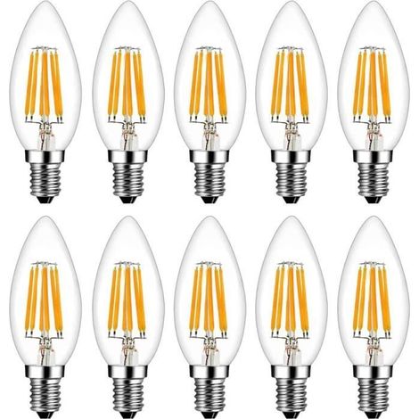 Lot de 10 Ampoule LED E14 à Filament 6W 600LM 2700K,Equivalent à Ampoule Halogène 60W-Ywey (1/4)