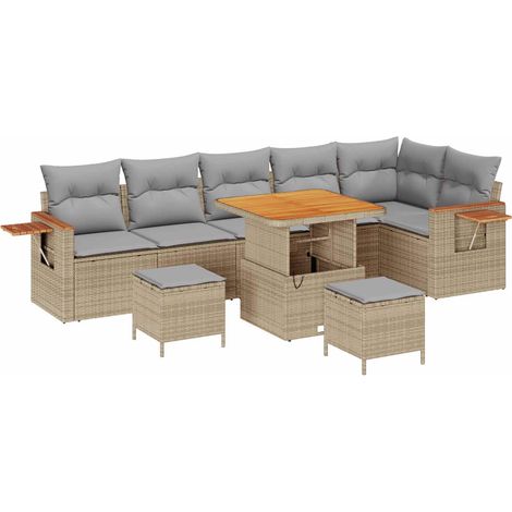 Maison Exclusive - Gartensofa-set 9 pcs Beige Poly-Rattan