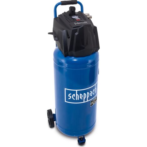 Scheppach Compresseur vertical portatif HC51V – Compresseur d’air compact – Moteur puissant 1500 W – Sans huile – Cuve de 50 L – 10 bar – Puissance d'aspiration 220 L/min