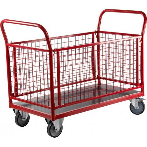 Dema – Chariot de transport modulable 1220 x 615 mm – Parois grillagées 600 mm – Charge max. 500 kg – Pneus Ø 160 mm