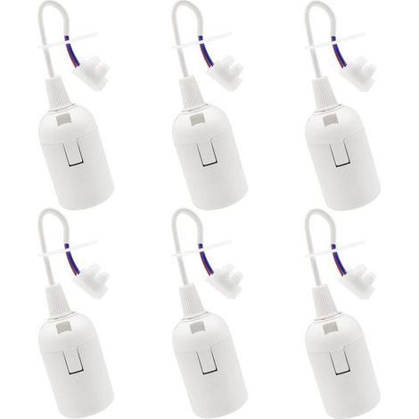 6 PCS Douille de Lampe E27 Support d'ampoule E27 rénovation Douille Blanc Douille de Bâtiment avec Câble Douille de Chantier 4A 250V (max.60W) (1/5)