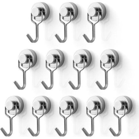 Mini ganchos magnéticos，potente imán de neodimio con gancho pequeño，carga máxima de 9 kg，12 unidades (1/5)