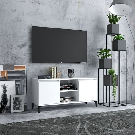 vidaXL Mobile TV con Gambe in Metallo Bianco 103,5x30x50 cm (1/5)