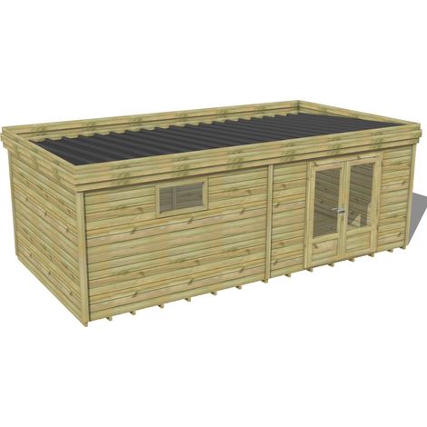ABRI DE JARDIN bois traité 27mm, 7,3x3,4m, 25m2, Plancher (1/3)