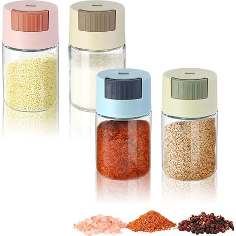 Lot de 4 bocaux à épices en verre, distributeurs pour cuisine et restaurant, accessoires pour assaisonnements (1/5)
