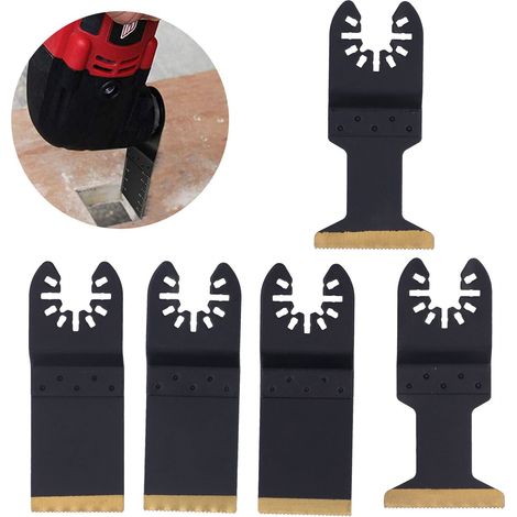 Set mit 5 titanbeschichteten geraden Sägeblättern, professionelle und vielseitige oszillierende Sägeblätter, Sägeblätter für Mehrzweck-Holzbearbeitungswerkzeuge (1/5)