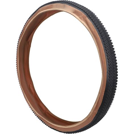 Pneu de VTT 26x1,95, extérieur en caoutchouc à motif, pliable, pour réparation de vélo, noir et jaune (1/5)