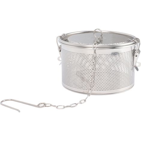 Passoire à épices avec chaînette de suspension, boules à thé en acier inoxydable, filtre pour soupes, panier de séparation des épices, diamètre 16 cm / 6,3 pouces (1/5)