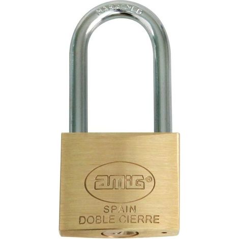 AMIG candado laton 30/25 arco largo llaves iguales , Candado de latón Amig, Mod.30 Llaves iguales, 4550. Con arco largo tratado, de doble cierre. Ideal para cerrar puntos de fijaci (1/5)