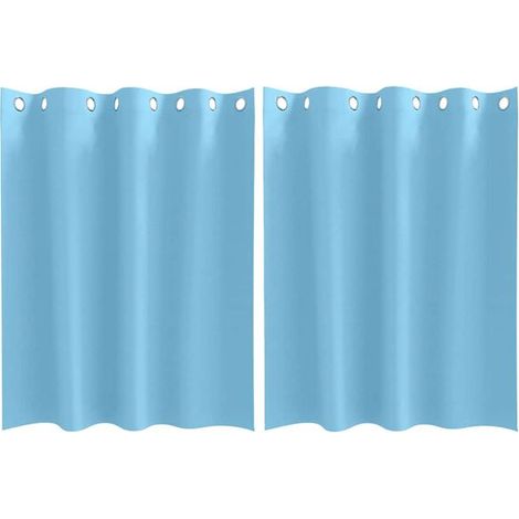 Rideaux occultants avec anneaux de suspension, ensemble de deux pièces, bleu clair, 140 x 140 cm (1/5)