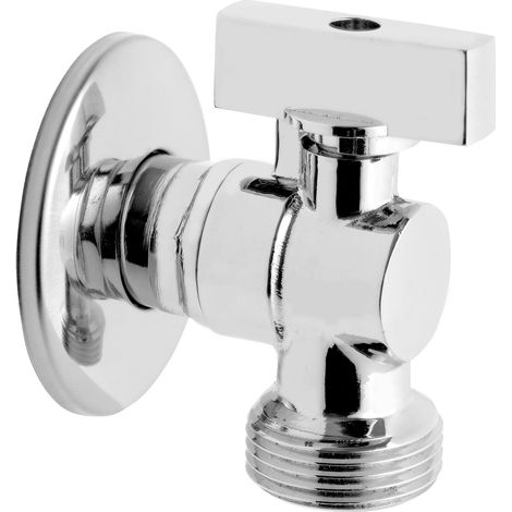 Valvola a sfera ad angolo con maniglia in metallo, con rosetta e valvola di ritegno 1-2"X3-4" (1/2)