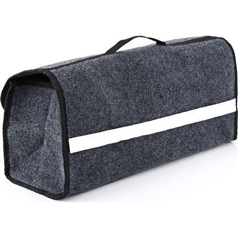 Organisateur de rangement pour dossier de siège auto, pochette suspendue pliable grise, porte-objets de coffre, rangement latéral pratique pour voiture, sac polyvalent compact. (1/5)