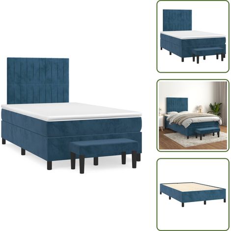 Boxspringbett mit Matratze Dunkelblau 120x190 cm Samt - Samtbett - Boxspringbett - Doppelbett - Bettenrahmen - Schlafsofa (1/5)