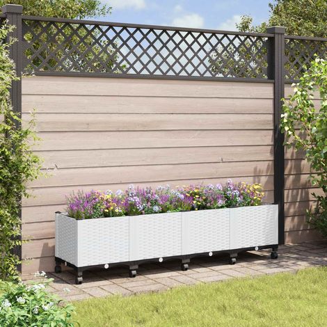 Teenpull – Gartenpflanzer mit Rädern Weiß 160 x 40 x 48 cm PP (1/5)