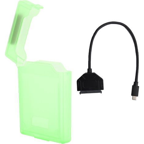 Boîtier de protection adaptateur disque dur SATA USB 3.0 Type C 2,5 pouces HDD/SSD pour ordinateur portable - Accessoire vert (1/5)