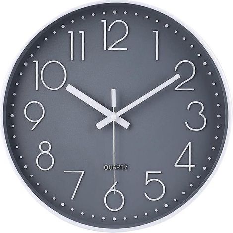 Horloge murale moderne silencieuse, pendule murale silencieuse pour chambre, cuisine, salon - Gris - 30 cm (1/5)