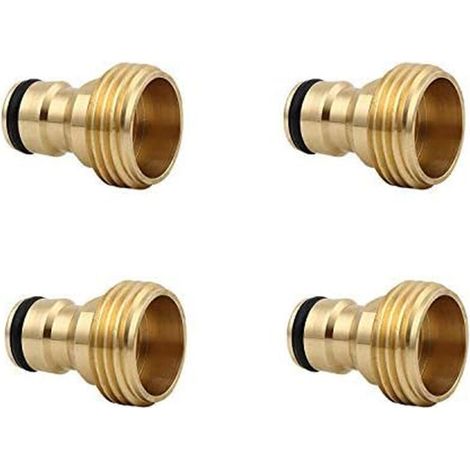 Connecteur rapide pour tuyau d'arrosage 4 pièces, buse de tuyau mâle en laiton de 3/4 pouces, adaptateur à connexion rapide (1/4)