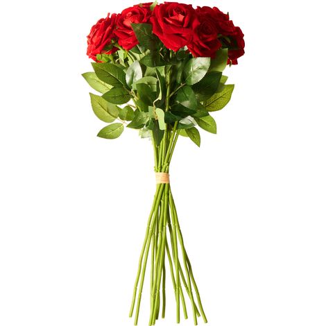 Ramo de flores artificiales arreglo floral preparado rosas hechas a mano 60 cm rojo Mafra