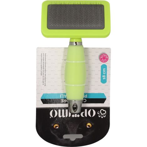 OPTIMO SPAZZOLA PER ANIMALI MANICO IN SILICONE E SETOLE IN METALLO VERDE 18 CM (1/4)