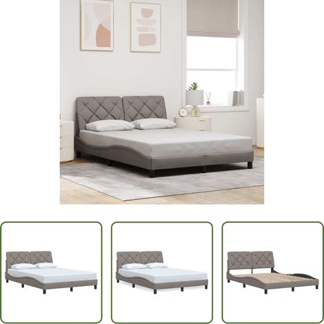 vidaXL Kopfteil - Bettgestell ohne Matratze Taupe 120x200 cm Stoff (1/5)