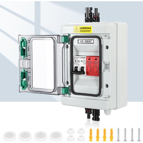TolleTour Solar Anschlusskasten 1-String DC 1000V 32A Überspannungsschutz PV T2 Photovoltaik IP65 Generatoranschlusskasten 4-Module mit Solarstecker PV-Anlage (1/5)
