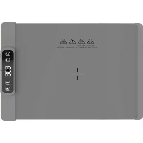 Chauffe-plats, plaque chauffante électrique en silicone, tapis chauffant, 5 réglages de température, minuterie de 1 à 4 heures (gris) (1/5)