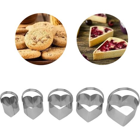 Set mit fünf Ausstechformen aus Edelstahl: Gebäckausstecher, Keksausstecher, herzförmiger Ausstecher (1/5)