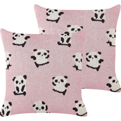 Set di 2 cuscini decorativi per bambini con motivo a panda in cotone rosa 45 x 45 cm Talokan (1/5)