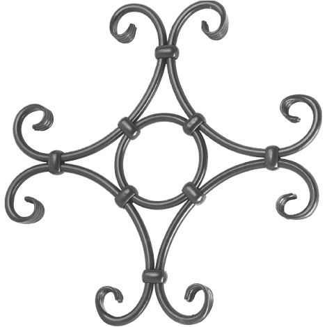 Decoro 4 ricci- Altezza 360mm larghezza 360mm sezione tubo tondo Ø12mm - Ferro battuto - Saldatura