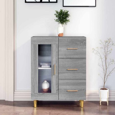 Buffet - Armoire de rangement Enfilade Sonoma gris 69,5x34x90 cm Bois d'ingénierie BV377104 - BonneVie (1/5)