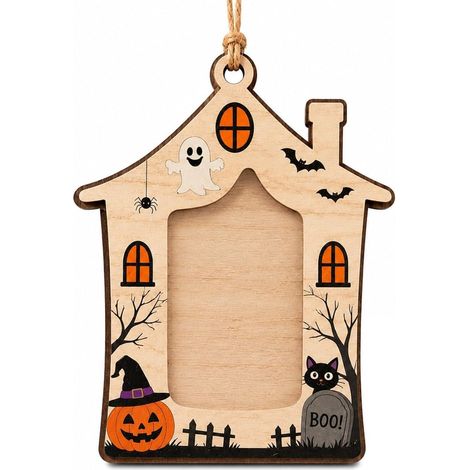 1 Pendentif Photo en Bois – Motif Soleil et Lune, avec Emplacement pour Photo, Pour Décoration Murale, Suspension à Fenêtre ou Décoration Automnale et Hivernale (1/5)