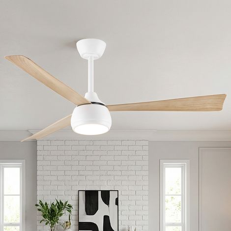 Parrot Uncle 52 Inch Ceiling Fan with Light, LED Ceiling Fan with Quiet DC Motor, Remote Control 6 Speed Reversible Fan with Wood Effect Blades for Bedroom Living Room