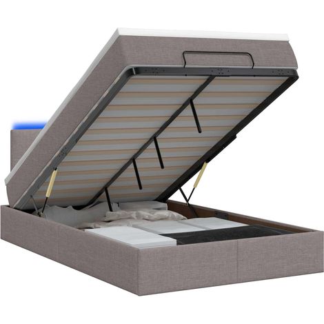 Maison Exclusive - Lit coffre avec matelas et LED Taupe 120 x 190 cm Tissu (1/5)