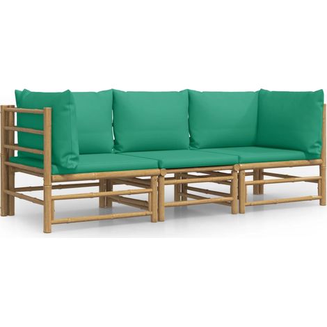 Maison Exclusive - Set Salotto da Giardino 3pz con Cuscini Verdi Bambù