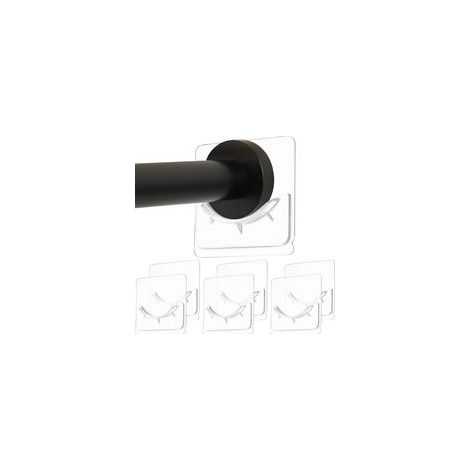 Support de tringle de douche 6 pièces, adhésif mural, installation sans perçage, support de montage de tringle adhésive, sans perçage, transparent (tringle à rideau de douche non incluse) (1/5)